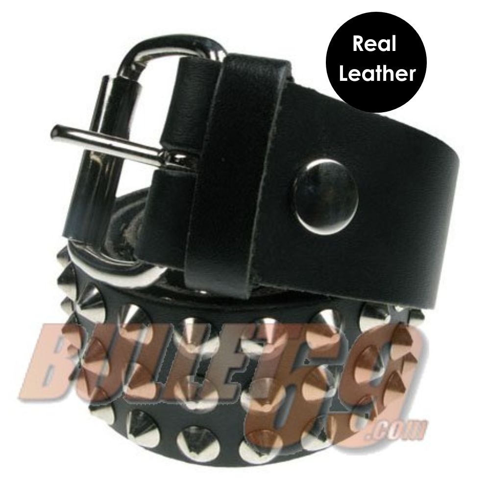 Bullet 69 Funky Punk - 3 row conical Riem - Zwart/Zilverkleurig